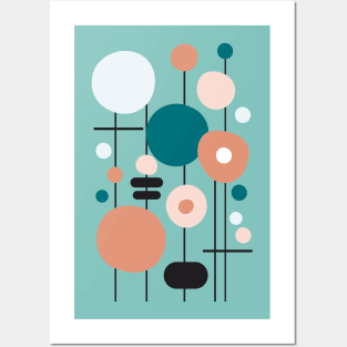 Mid Century Modern Abstract 22 Aqua Posters and Art